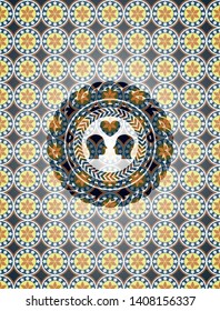 couple in love icon inside arabic style emblem. Arabesque decoration.
