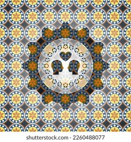 icono de pareja en el amor dentro de la insignia de estilo árabe. Decoración árabe. 