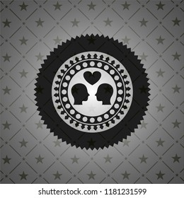 couple in love icon inside black emblem