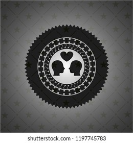 couple in love icon inside black badge