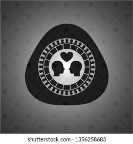 couple in love icon inside black emblem