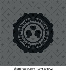 couple in love icon inside black badge