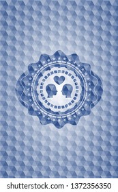 couple in love icon inside blue polygonal emblem.