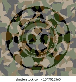 couple in love icon inside camouflaged emblem