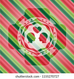 couple in love icon inside christmas badge background.