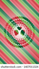 couple in love icon inside christmas badge.