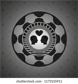 couple in love icon inside dark emblem. Retro