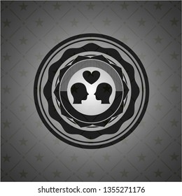 couple in love icon inside dark emblem. Retro