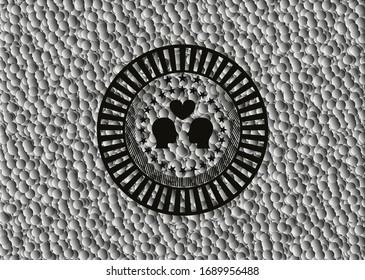 couple in love icon inside dark emblem with bubbles background. Retro. Vector Illustration. Detailed.
