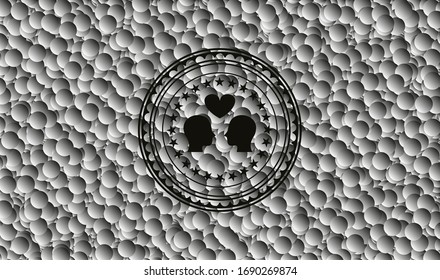 couple in love icon inside dark emblem with bubbles background. Vector Illustration. Detailed.
