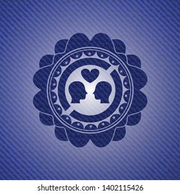 couple in love icon inside emblem with jean high quality background