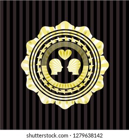 couple in love icon inside golden badge