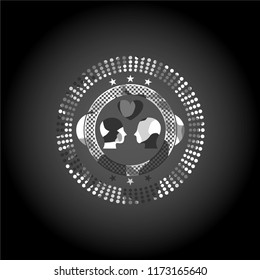 couple in love icon inside grey camouflage emblem