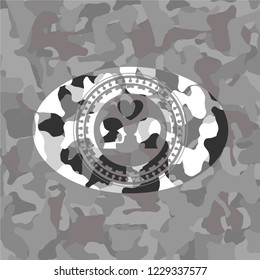 couple in love icon inside grey camo emblem