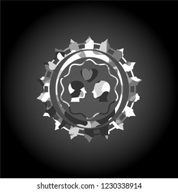 couple in love icon inside grey camouflage texture