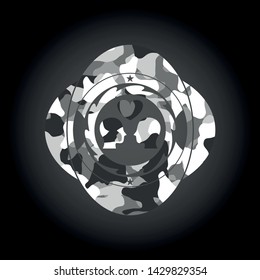 couple in love icon inside grey camouflage emblem