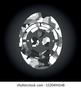 couple in love icon inside grey camo emblem