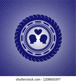 couple in love icon inside jean background