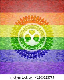 couple in love icon inside lgbt colors emblem 