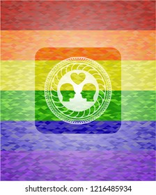 couple in love icon inside lgbt colors emblem 