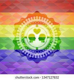 couple in love icon inside lgbt colors emblem 