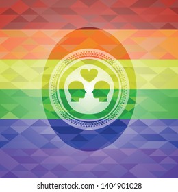 couple in love icon inside lgbt colors emblem 