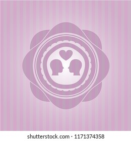 couple in love icon inside pink emblem