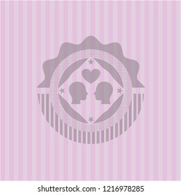 couple in love icon inside pink emblem