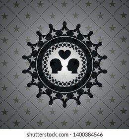couple in love icon inside realistic black emblem