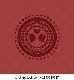 couple in love icon inside red emblem
