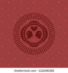 couple in love icon inside red emblem