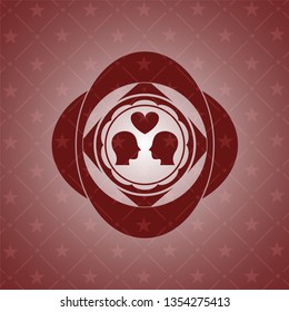 couple in love icon inside red emblem