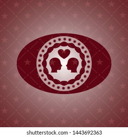 couple in love icon inside red emblem