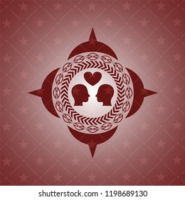 couple in love icon inside retro style red emblem