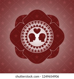 couple in love icon inside retro style red emblem