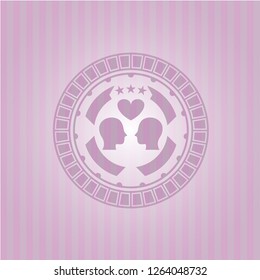 couple in love icon inside retro style pink emblem