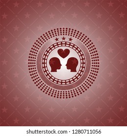 couple in love icon inside retro style red emblem
