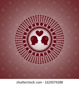 couple in love icon inside retro red emblem