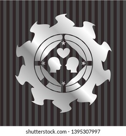 couple in love icon inside silver emblem