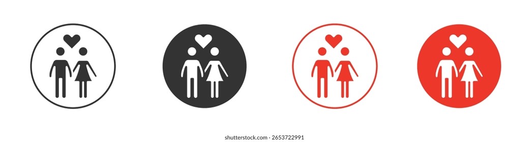 Couple with love icon for logo, vector sign symbol for design