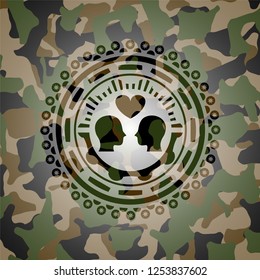 couple in love icon on camo texture