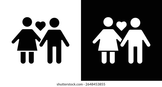 Couple with love icon symbol collection. Flat vector stock illustration.