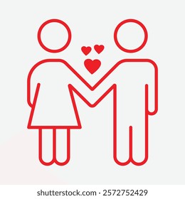 Couple in Love Icon Vector. Couple love icon. Couple Fall In Love Icon. Couple Holding Hand Each other and falling In Love.