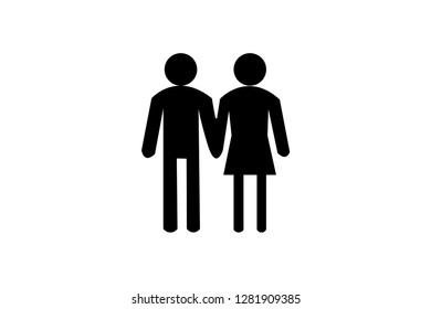 
Couple with love icon. Vector illustration. Simple black family icon. Can be used as web element, family design icon on white background - Vector