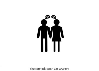 
Couple with love icon. Vector illustration. Simple black family icon. Can be used as web element, family design icon on white background - Vector