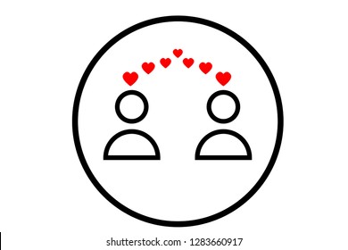 Couple with love icon. Vector illustration. Simple black family icon. Can be used as web element, family design icon on white background - Vector