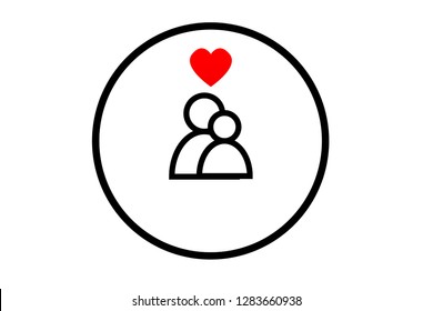 Couple with love icon. Vector illustration. Simple black family icon. Can be used as web element, family design icon on white background - Vector
