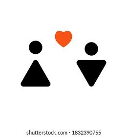 Couple with love icon. Vector illustration. Simple black family icon. Can be used as web element, family design icon on white background