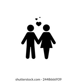 Couple with love icon. Vector illustration. Simple black family icon. Can be used as web element, family design icon on white background