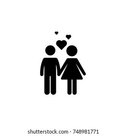 Couple with love icon. Vector illustration. Simple black family icon. Can be used as web element, family design icon on white background